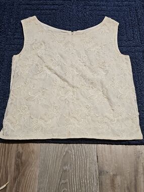 Vintage California Made Lace Overlay Sleeveless Camisole in Cream